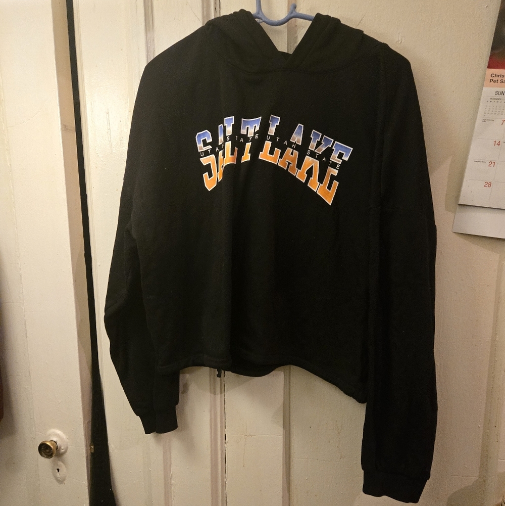 Divided Black Cropped Hoodie